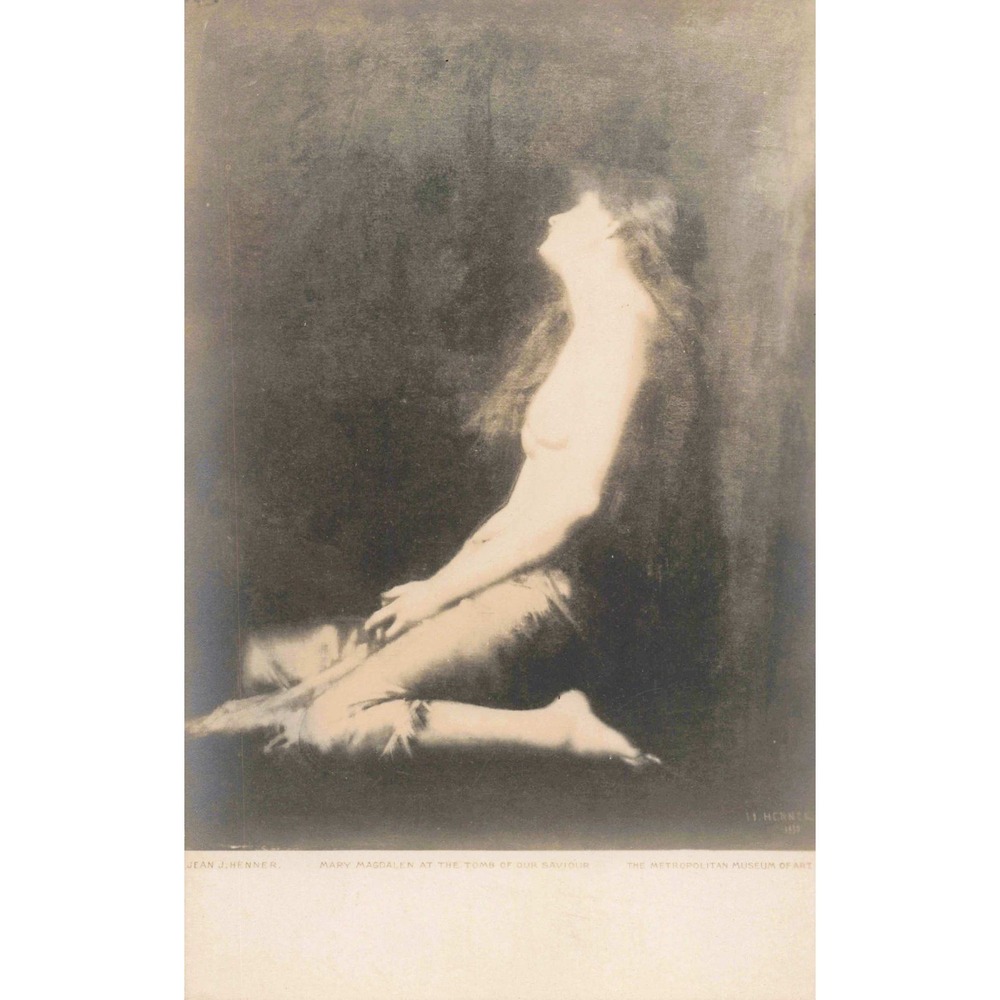 Vintage Jean J Henner Mary Magdalen at the Tomb of Our Saviour MET Postcard - Picture 1 of 2